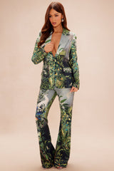 Amanza Blazer Suit Set - Green/combo