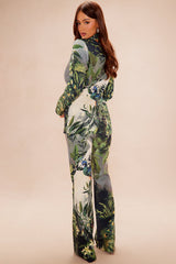 Amanza Blazer Suit Set - Green/combo