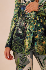 Amanza Blazer Suit Set - Green/combo