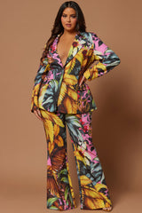 Biance Floral Blazer Suit Set - Multi Color