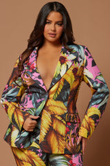 Biance Floral Blazer Suit Set - Multi Color