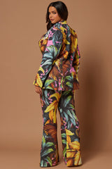 Biance Floral Blazer Suit Set - Multi Color