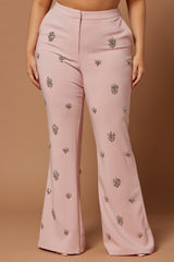 Verona Embellished Pant - Rose
