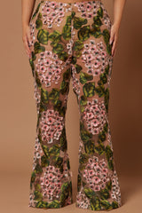 Elodie Floral Embroidered Pant - Pink/combo