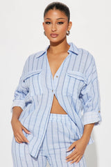 Vivianna Striped Pant Set - Light Blue