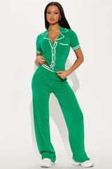 Preppy Babe Sweater Pant Set - Kelly Green