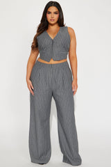 She's In Control Vest Pant Set  - Grey