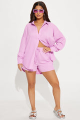 Bethany Textured Short Set - Pink
