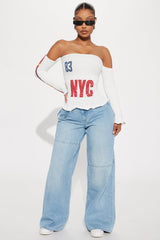 Full Throttle Off Shoulder Smocked Top - White