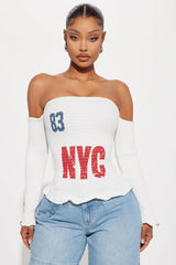 Full Throttle Off Shoulder Smocked Top - White