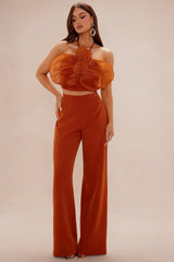 Samaria Wide Leg Pant Set - Cognac