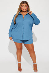 Bethany Textured Short Set - Blue