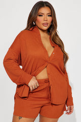 Bethany Textured Short Set - Rust