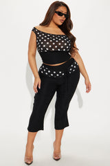 Cynthia Polka Dot Capri Pant Set - Black/combo