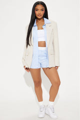 Kenzie Blazer Boxer Short Set - Taupe/combo