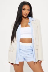 Kenzie Blazer Boxer Short Set - Taupe/combo
