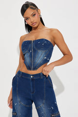 Midnight Pulse Denim Pant Set - Dark Wash
