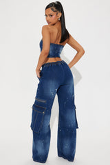 Midnight Pulse Denim Pant Set - Dark Wash