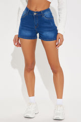 Camila High Rise Denim Shorts - Medium Wash