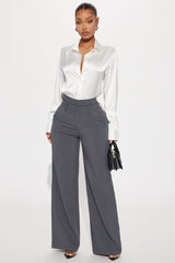 Trina Double Waistband Trouser - Charcoal