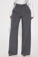Trina Double Waistband Trouser - Charcoal