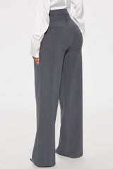 Trina Double Waistband Trouser - Charcoal