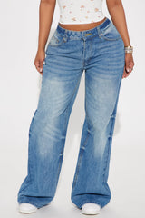 Amaria Non Stretch Tinted Wide Leg Jeans - Medium Wash