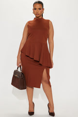Anabelle Ponte Midi Skirt Set - Camel