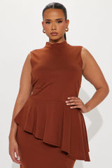 Anabelle Ponte Midi Skirt Set - Camel