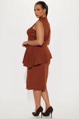 Anabelle Ponte Midi Skirt Set - Camel