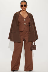 Erin Linen Vest Pant Set - Brown