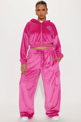 Saint Rhinestone Velour Pant Set - Pink