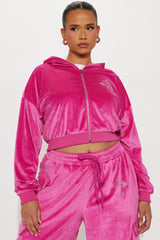Saint Rhinestone Velour Pant Set - Pink