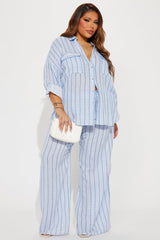 Vivianna Striped Pant Set - Light Blue