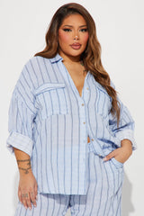 Vivianna Striped Pant Set - Light Blue