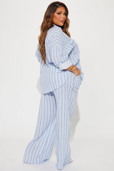 Vivianna Striped Pant Set - Light Blue