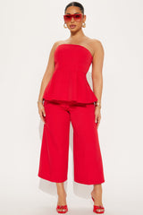 Roxie Peplum Pant Set - Red