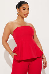 Roxie Peplum Pant Set - Red
