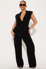 Josie Vest Pant Set - Black