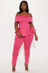My Pretty Peplum Pant Set - Fuchsia