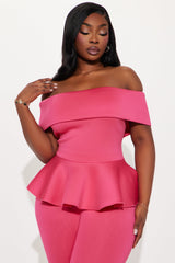 My Pretty Peplum Pant Set - Fuchsia