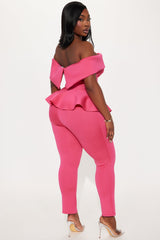My Pretty Peplum Pant Set - Fuchsia