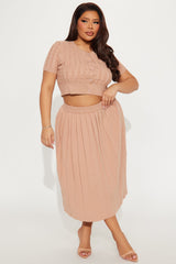 Sara Sweater Pleated Skirt Set - Taupe