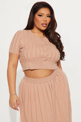 Sara Sweater Pleated Skirt Set - Taupe