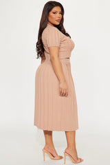 Sara Sweater Pleated Skirt Set - Taupe