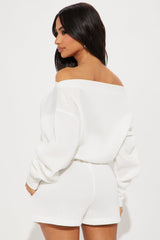 I Love NY Off Shoulder Sweatshirt - Ivory
