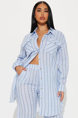 The Perfect Striped Pant Set - Light Blue