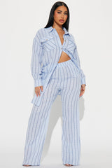 The Perfect Striped Pant Set - Light Blue