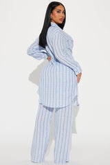 The Perfect Striped Pant Set - Light Blue
