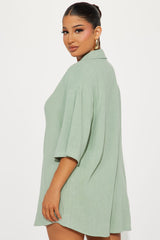 No Secrets Linen Short Set - Sage